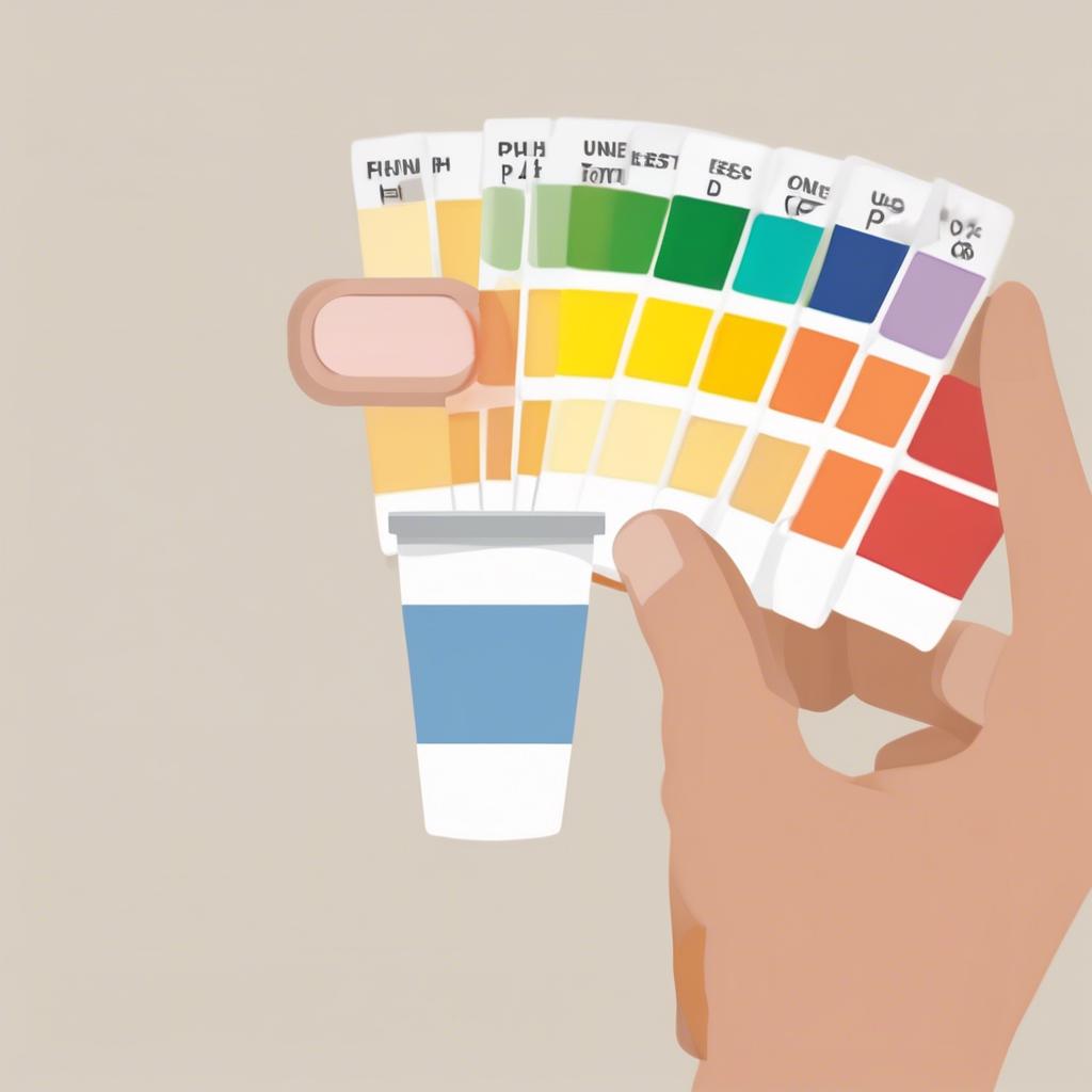 Neutralne pH moczu 7 - ilustracja przedstawiająca skalę pH i próbkę moczu.