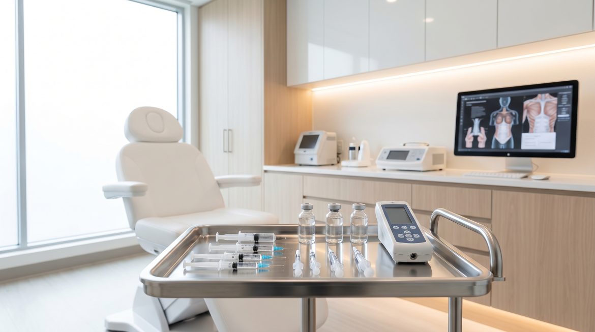 Nowoczesny gabinet medycyny estetycznej z profesjonalnym sprzętem do iniekcji kwasu hialuronoweg